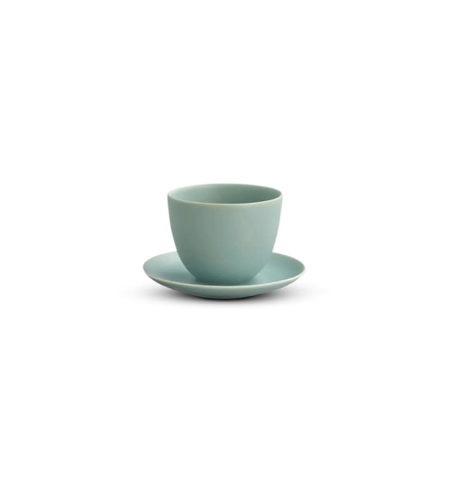 Kinto Pebble Porcelain Cup And Saucer Set, Moss Green