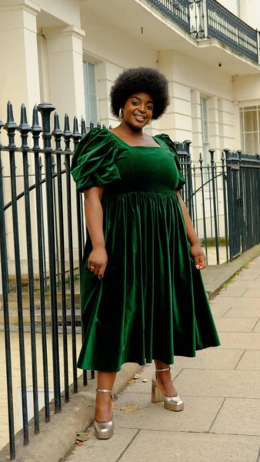 Mary Benson Lucinda Green Velvet Dress