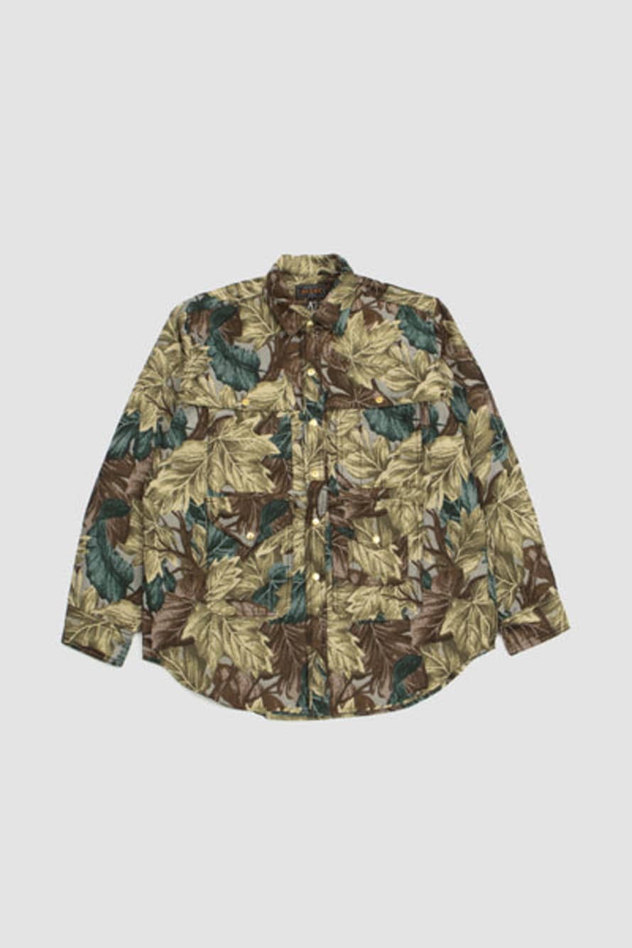 Beams Plus Polyester Camouflage Jacquard Adventure Shirt Olive
