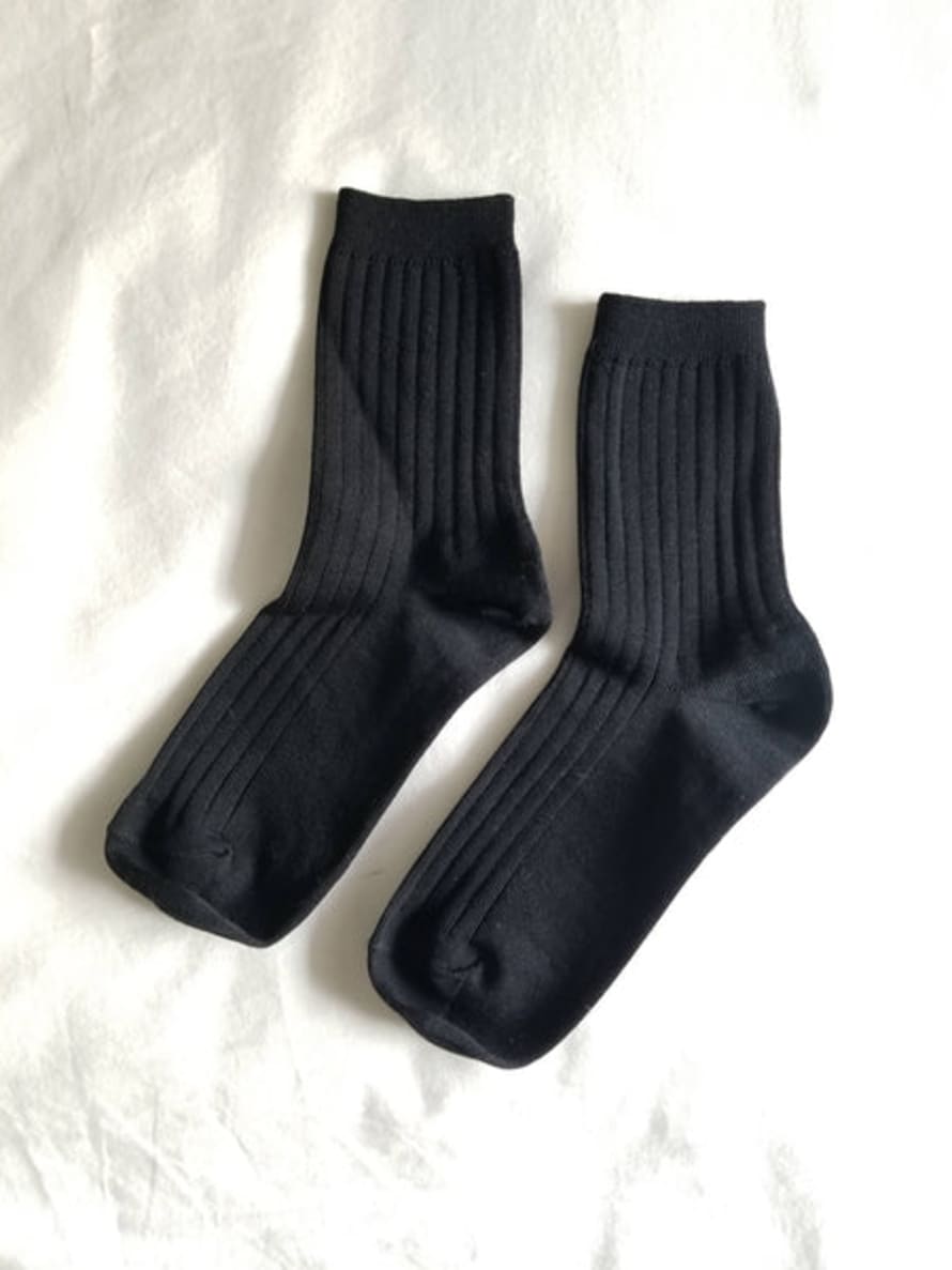 Le Bon Shoppe Her Socks - Mercerized Combed Cotton Rib: True Black