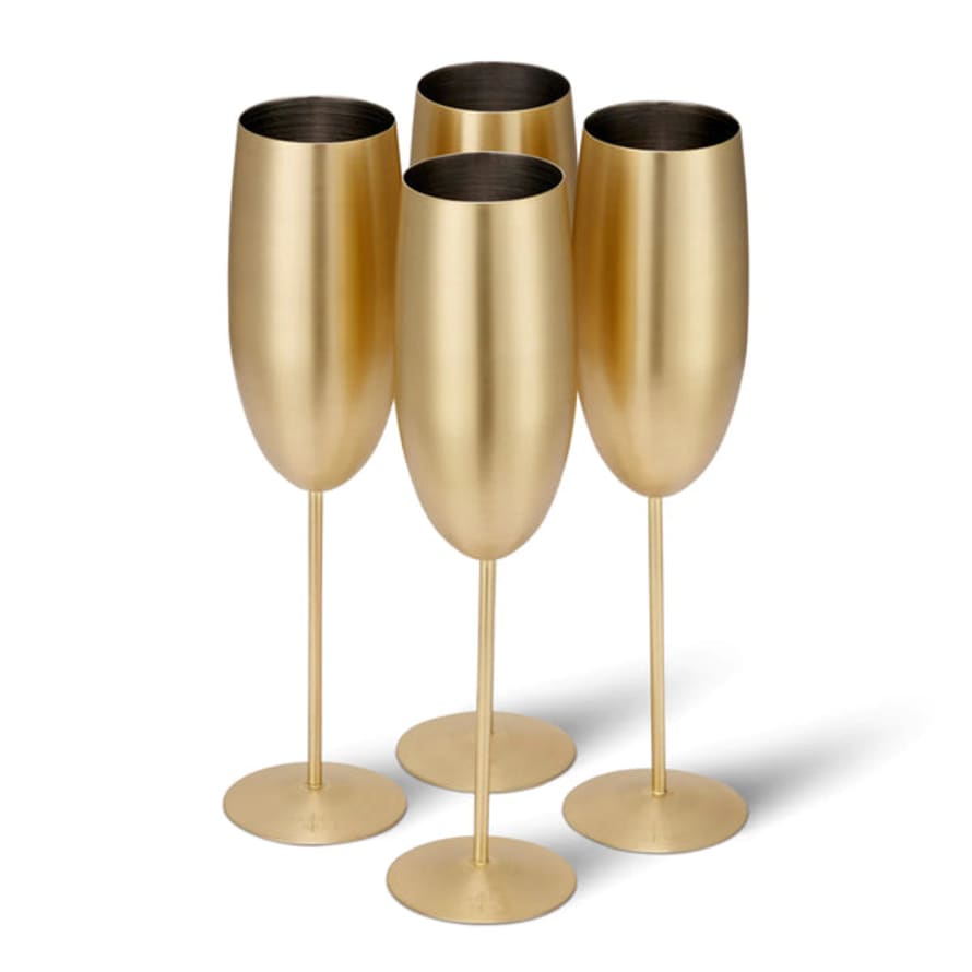 Oak & Steel Oak & Steel Matte Gold Champagne Flutes - Set of 4