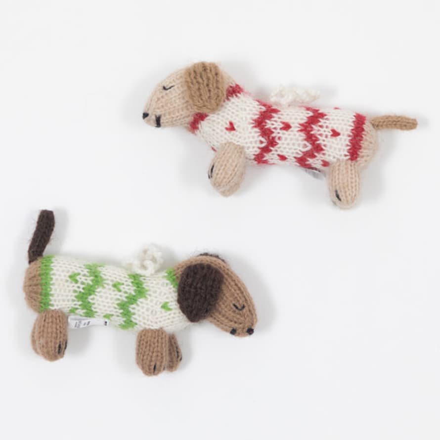 Faire Crochet Dachshund In Sweater Christmas Ornament