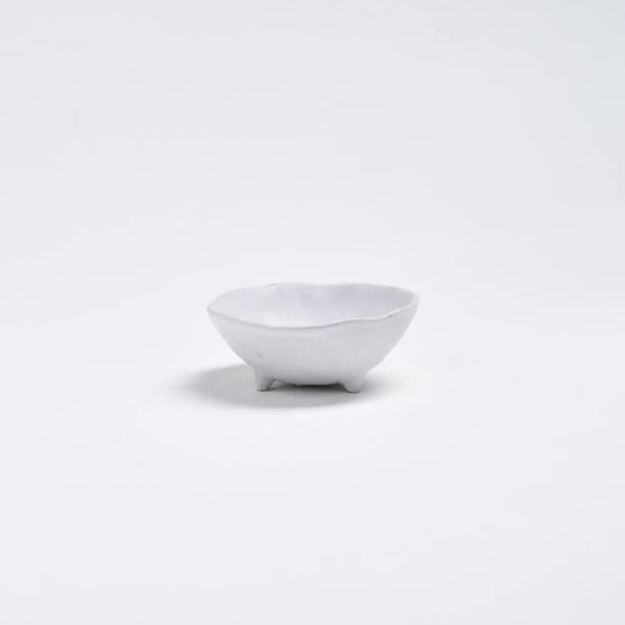 TUSKcollection Natural Shape Smooth White Mini Footed Bowl