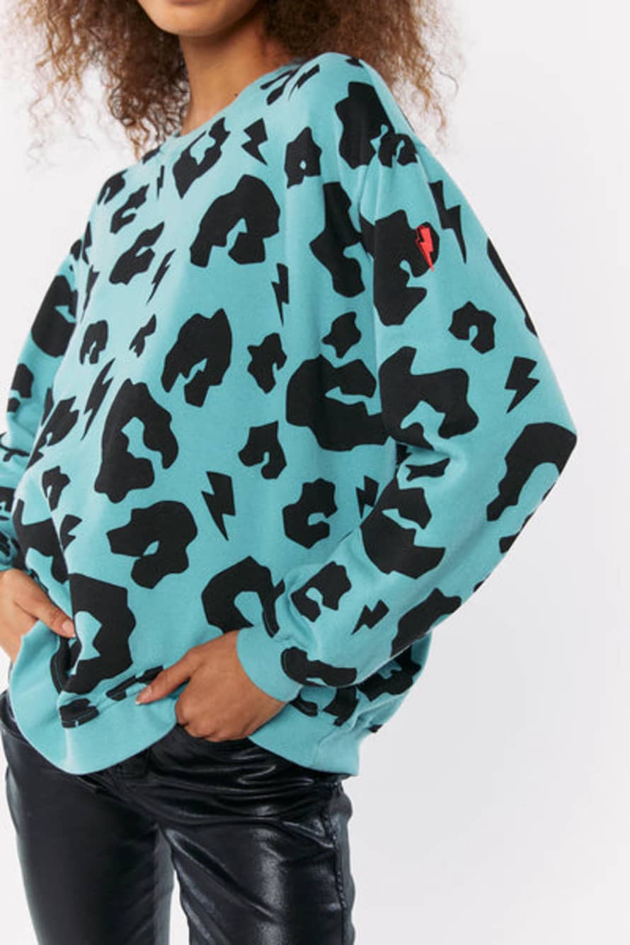 Scamp & Dude : Khaki With Black Leopard Oversized Sweatshirt - Adult