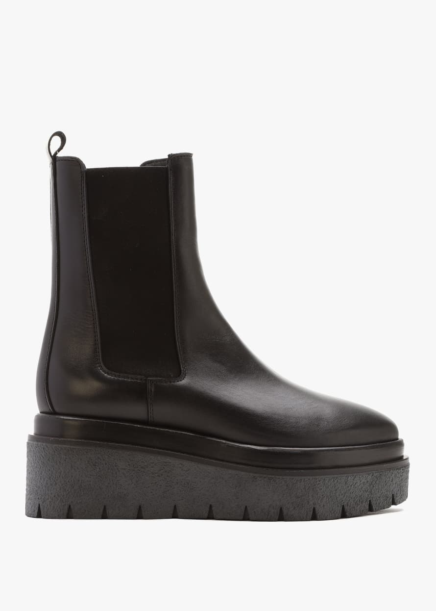 Alpe Alpine Black Leather Tall Chelsea Boots