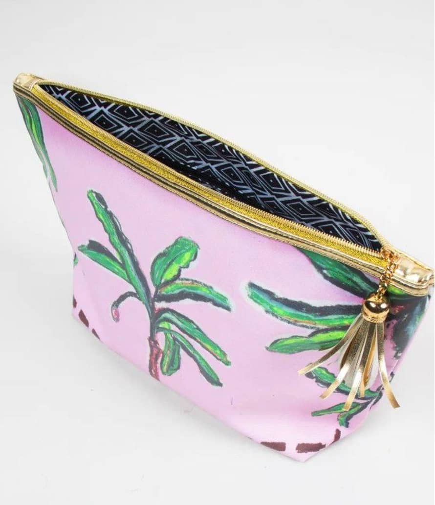 Jessica Russell Flint Giant Wash Bag In Pink Palm