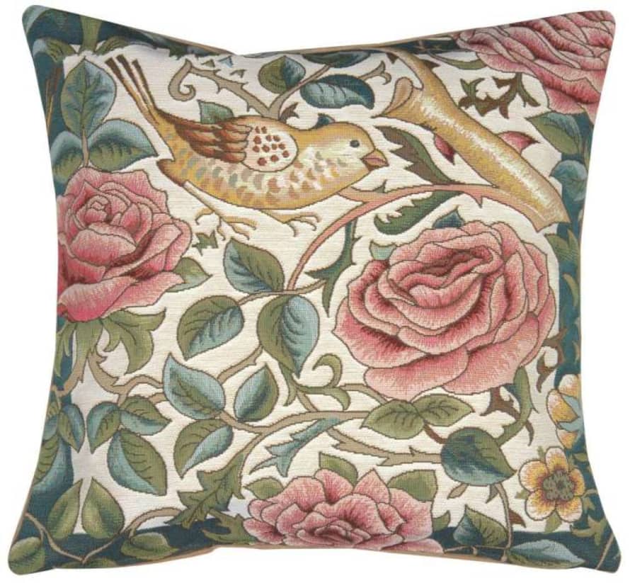 Art De Lys 50 x 50cm Zoom Bird and Roses White Cushion Cover 