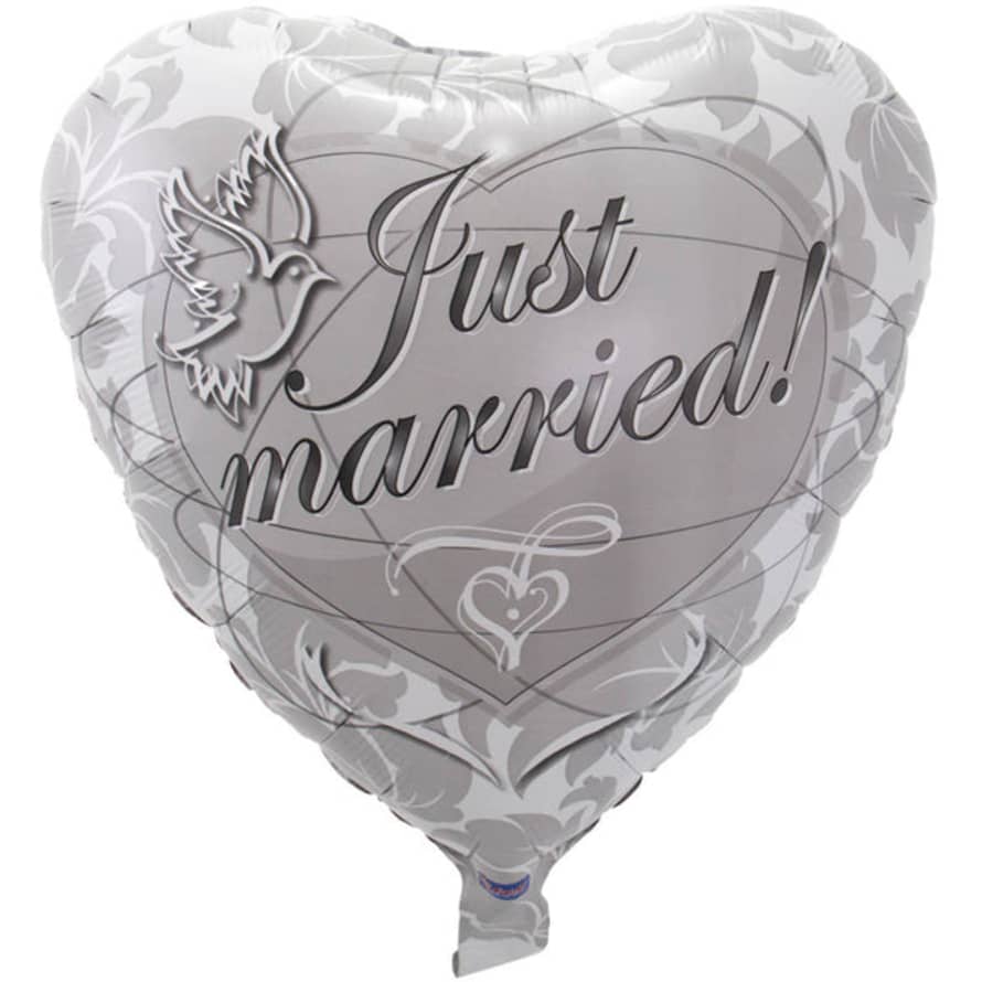 thepartyville Silver Wedding Anniversary Heart Balloon Just Married Unpackaged