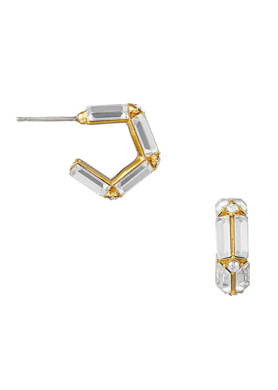 Orelia Crystal Mirrored Mid-size Hoop Earrings