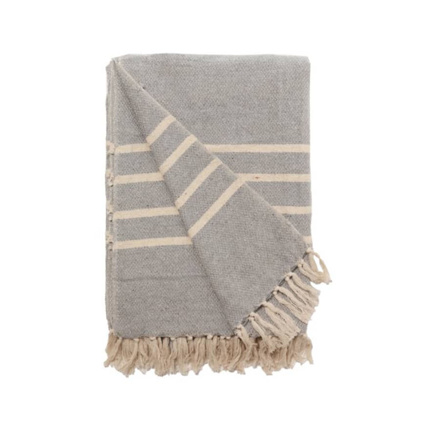 Terra Nomade 130 × 180cm Gray and Ecru Cotton Blanket
