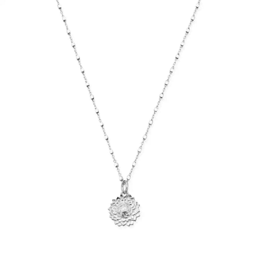 ChloBo Delicate Cube Chain Sunflower Necklace - Silver