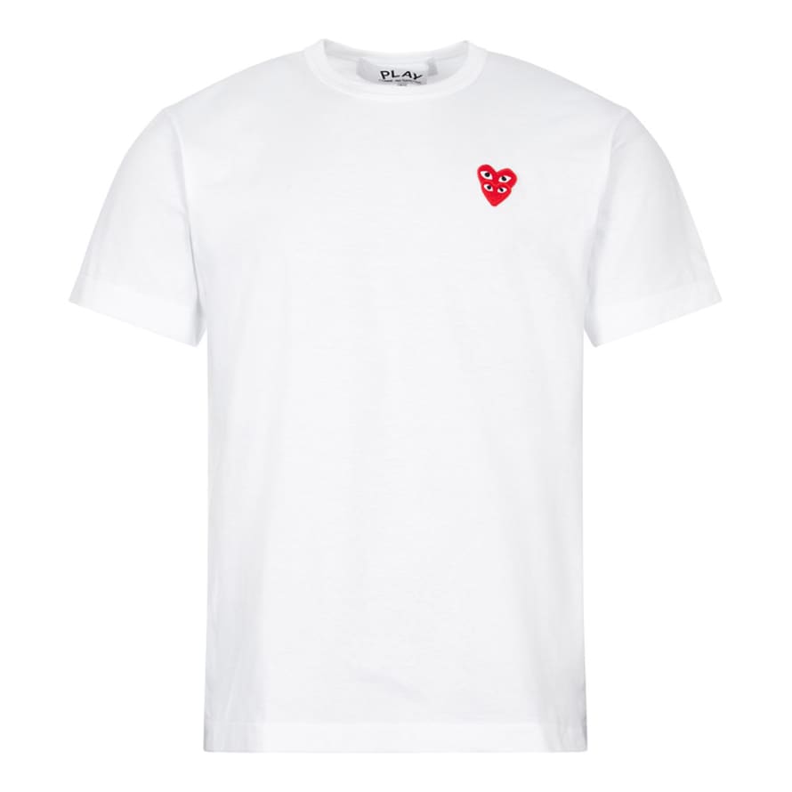 Comme Des Garcons Play Overlapping Heart T-Shirt - White