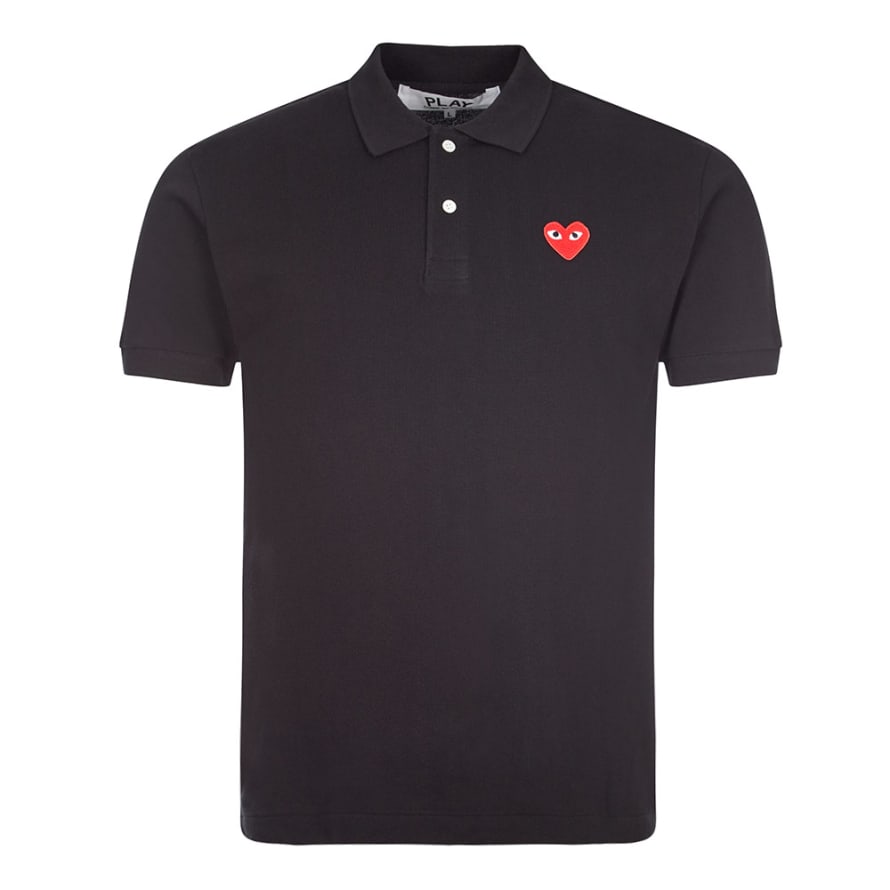 Comme Des Garcons Play Polo Shirt Heart Logo - Black