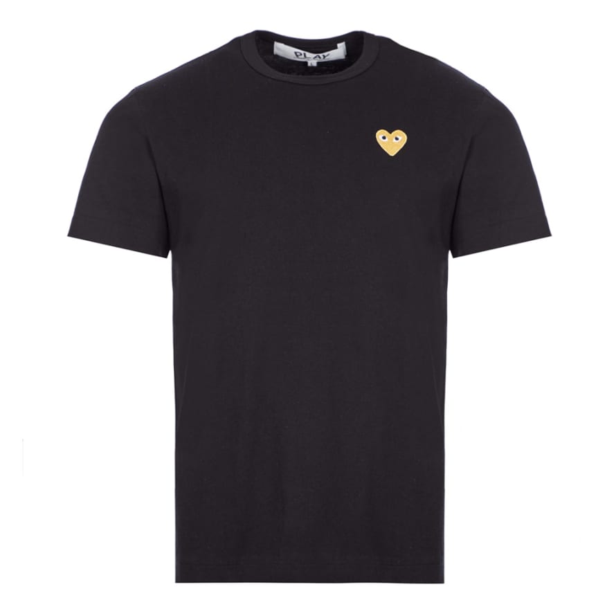 Comme Des Garcons Play Gold Heart Logo T-Shirt - Black