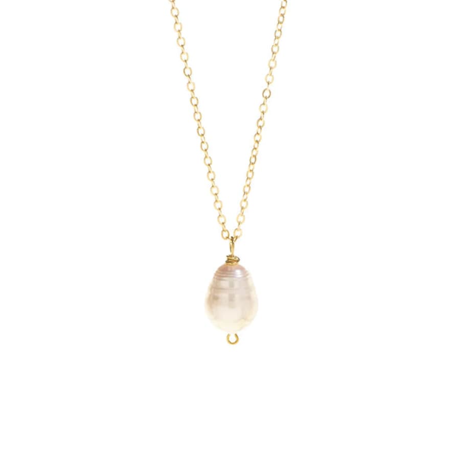 justtradeuk Single Pearl Gold Necklace
