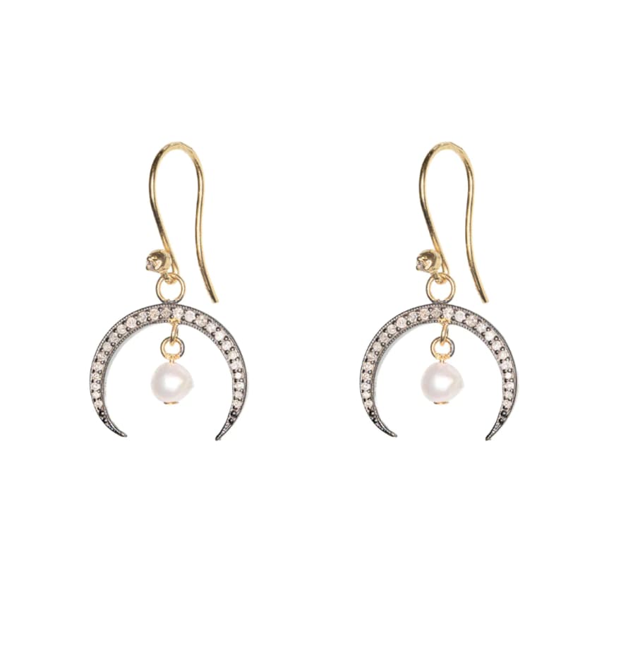 Kirstie Le Marque Diamond Horn & Pearl Drop Earrings
