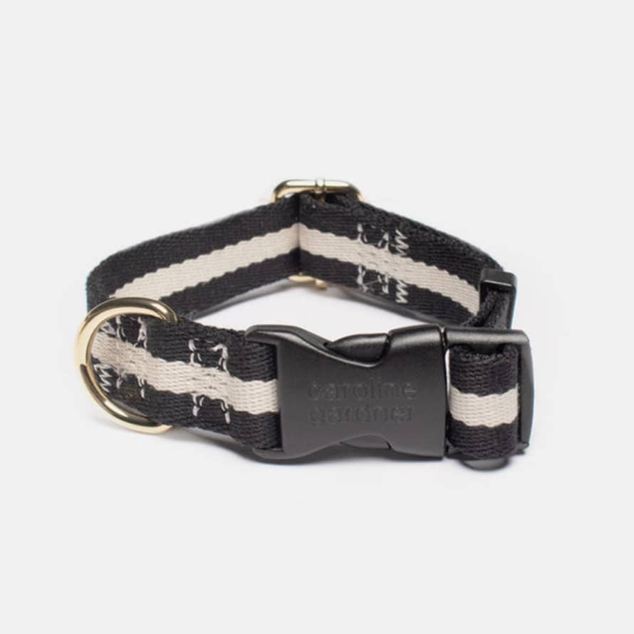 Caroline Gardner Blk/wht Mono Striped Dog Collar