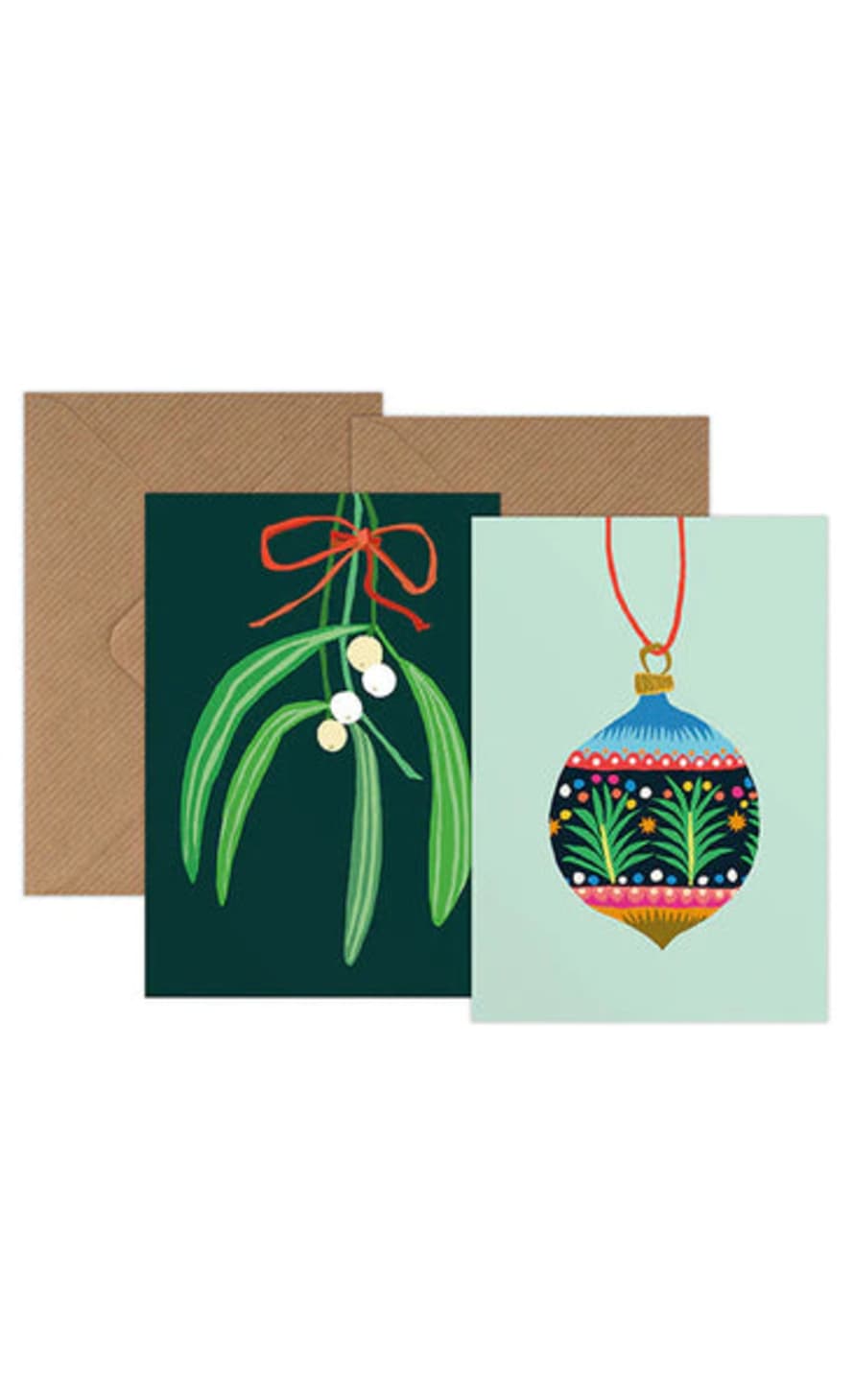 Brie Harrison  Christmas Mini Card Pack of 6 - Mistletoe + Bauble