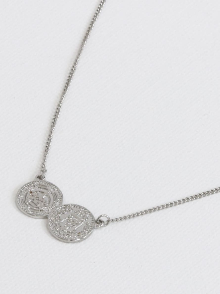 Big Metal Penny Small Delicate Necklace - Silver