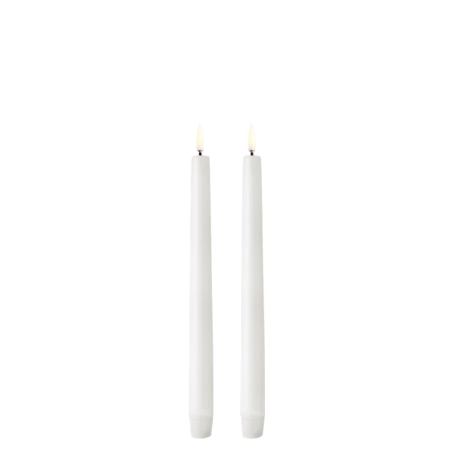 UYUNI LIGHTING - Led Taper Candle - Nordic White Smooth - 2,3x25 Cm - Set Of 2