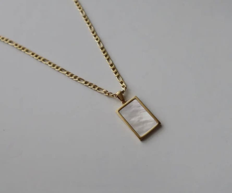 Edit & Oak White Shell Rectangle Pendant Necklace