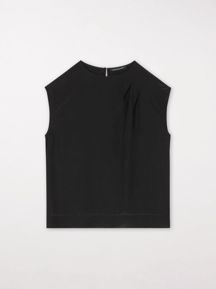 Luisa Cerano Techno Silk Top Deep Black