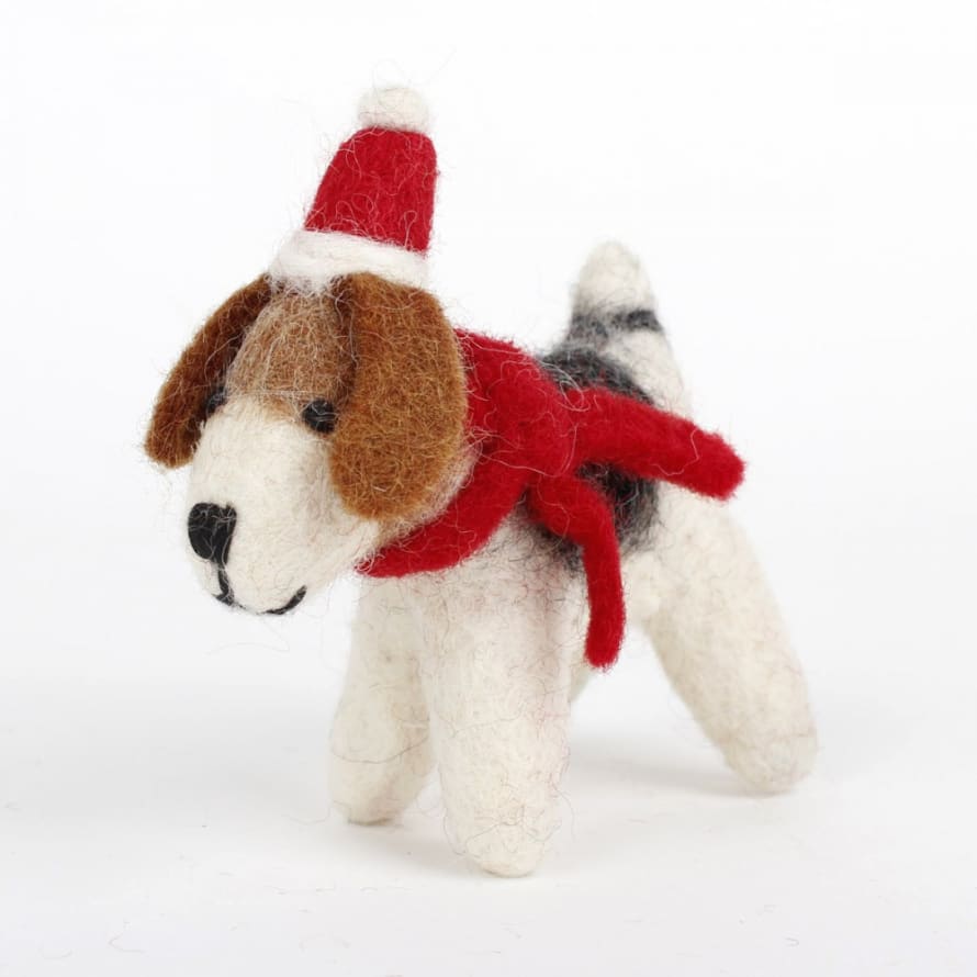 Sjaal met Verhaal Christmas Felt Dog Hanger