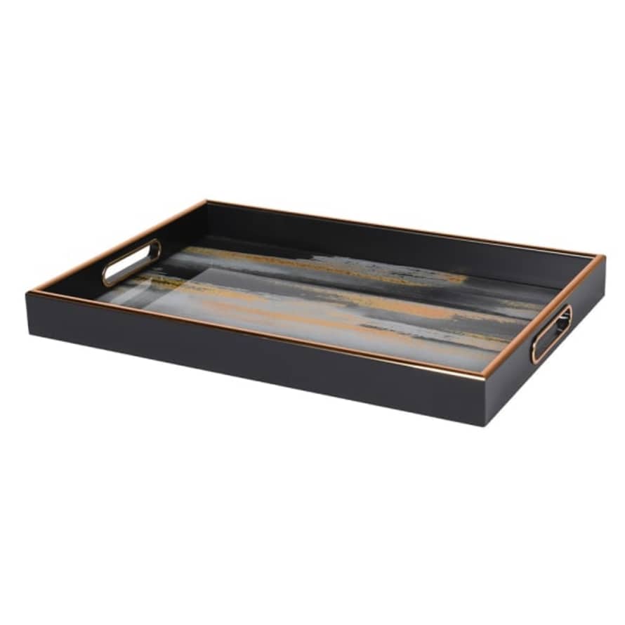 THE BROWNHOUSE INTERIORS Abstract gold and black tray