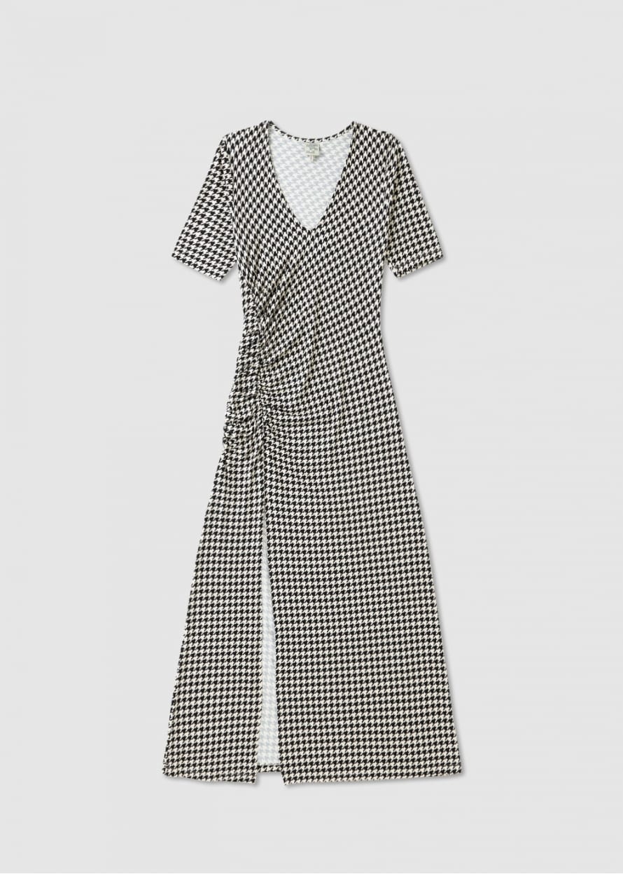 Baum und Pferdgarten Womens Jeanette Ruched Check Dress In Black White Check