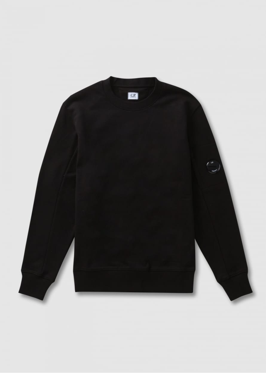 C.P. Company Mens Diagonal Raised Fleece Lens Sweatshirt In Black
