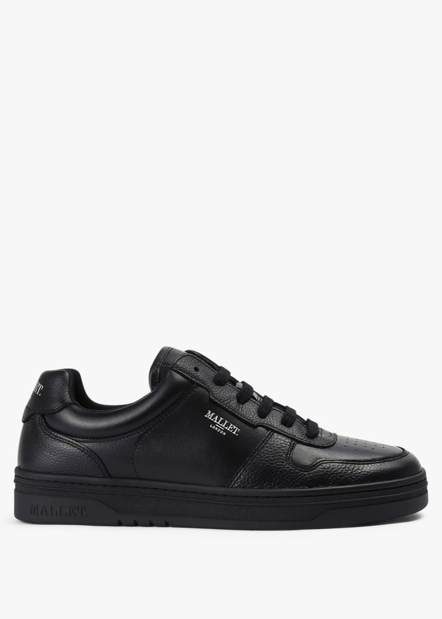 Mallet Mens Bentham Court Tumbled Trainers In Black/black