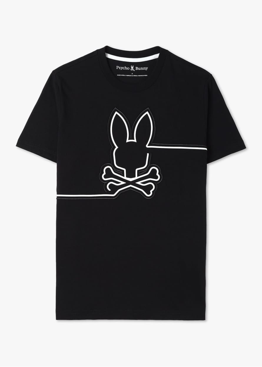 PSYCHO BUNNY Mens Chester Embroidered Graphic T-shirt In Black