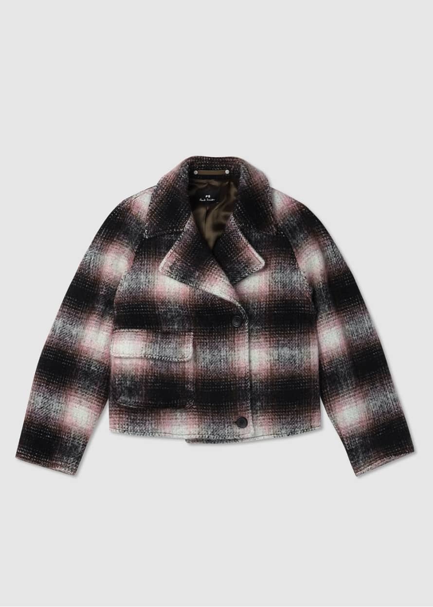 PS Paul Smith Ps Paul Smith Womens Tartan Cropped Coat In Pinks