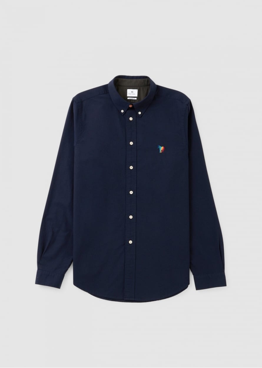 Paul Smith Mens Ls Tailored Fit Zebra Shirt In Navy