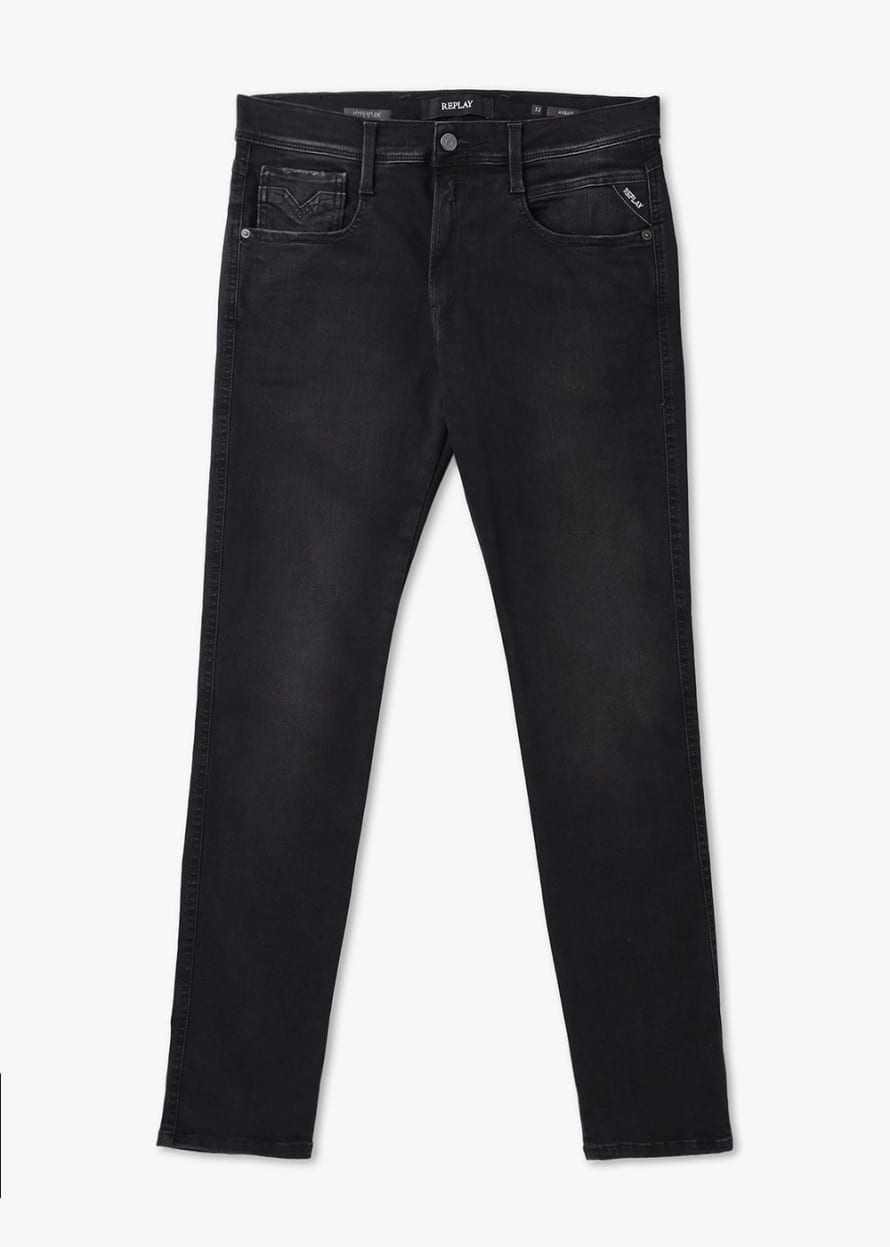 Replay Mens Anbass Hyper Cloud Jeans In Black