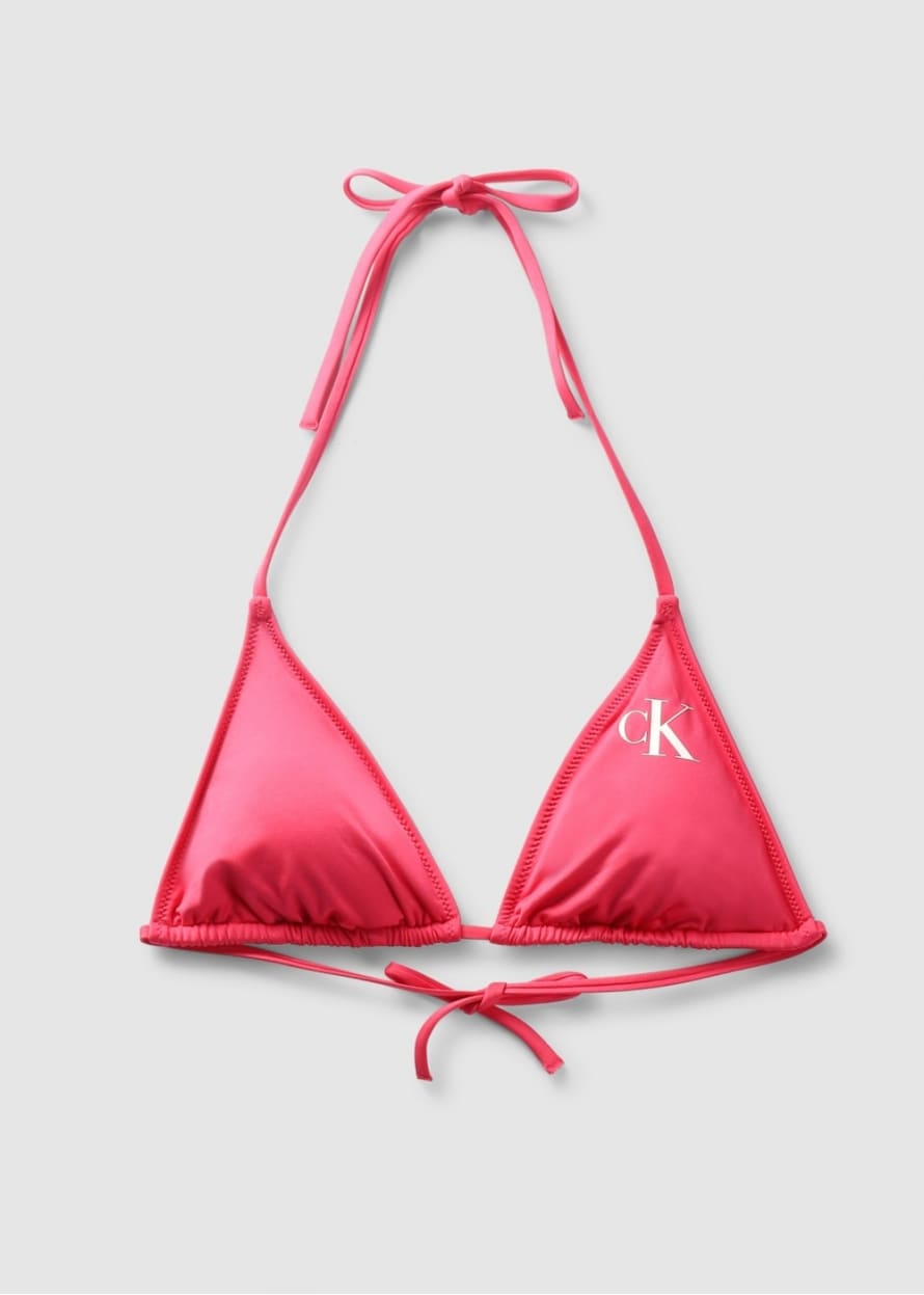 Calvin Klein Womens Mini Logo String Bikini Top In Pink Flash