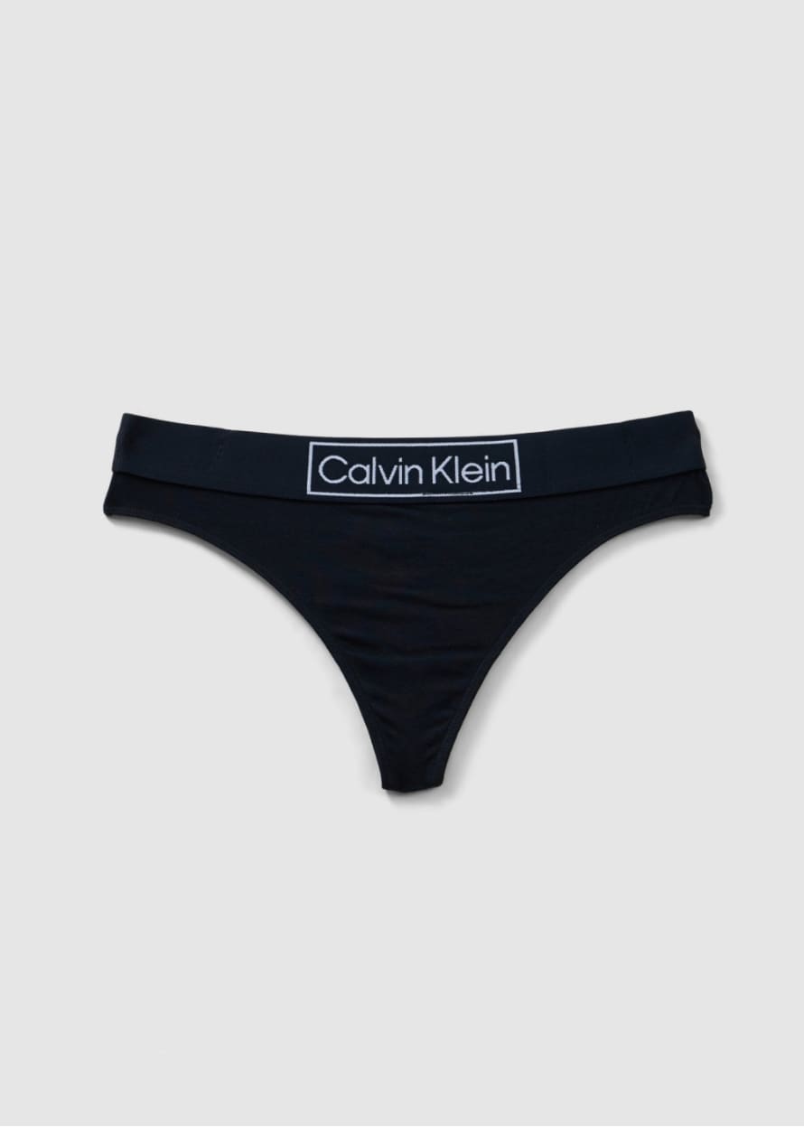Calvin Klein Womens Underwear Reimagined Heritage Mid Rise Thong In Black