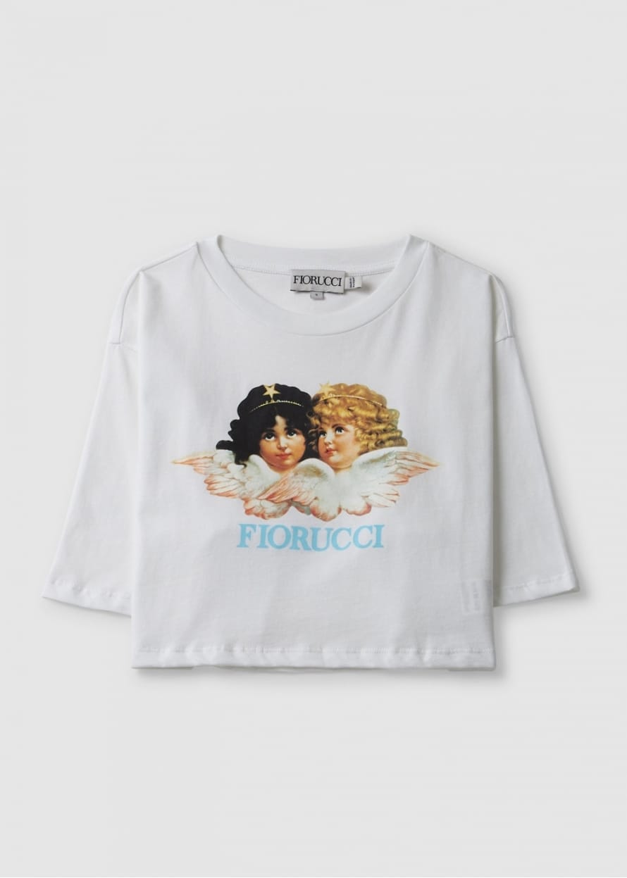 Fiorucci Womens Vintage Angels Cropped T-shirt In White