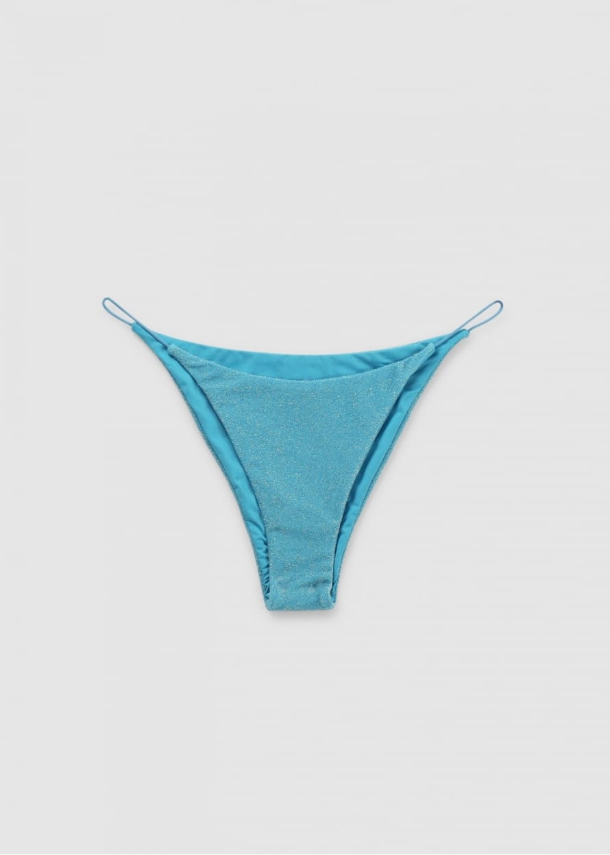 It's Now Cool Womens Lurex String Bikini Bottoms In Turquoise Lurex