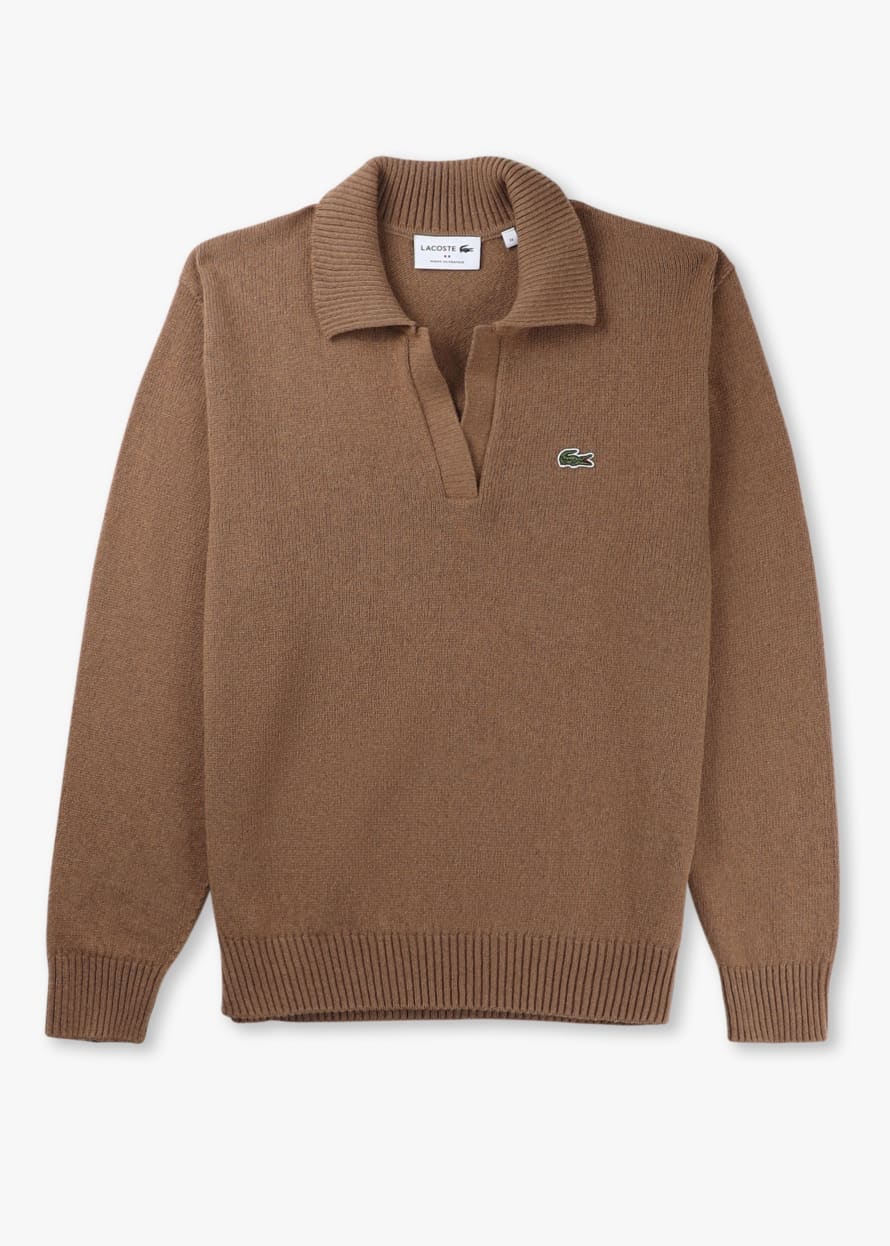 Lacoste Womens Cashmere V Neck Jumper In Cookie