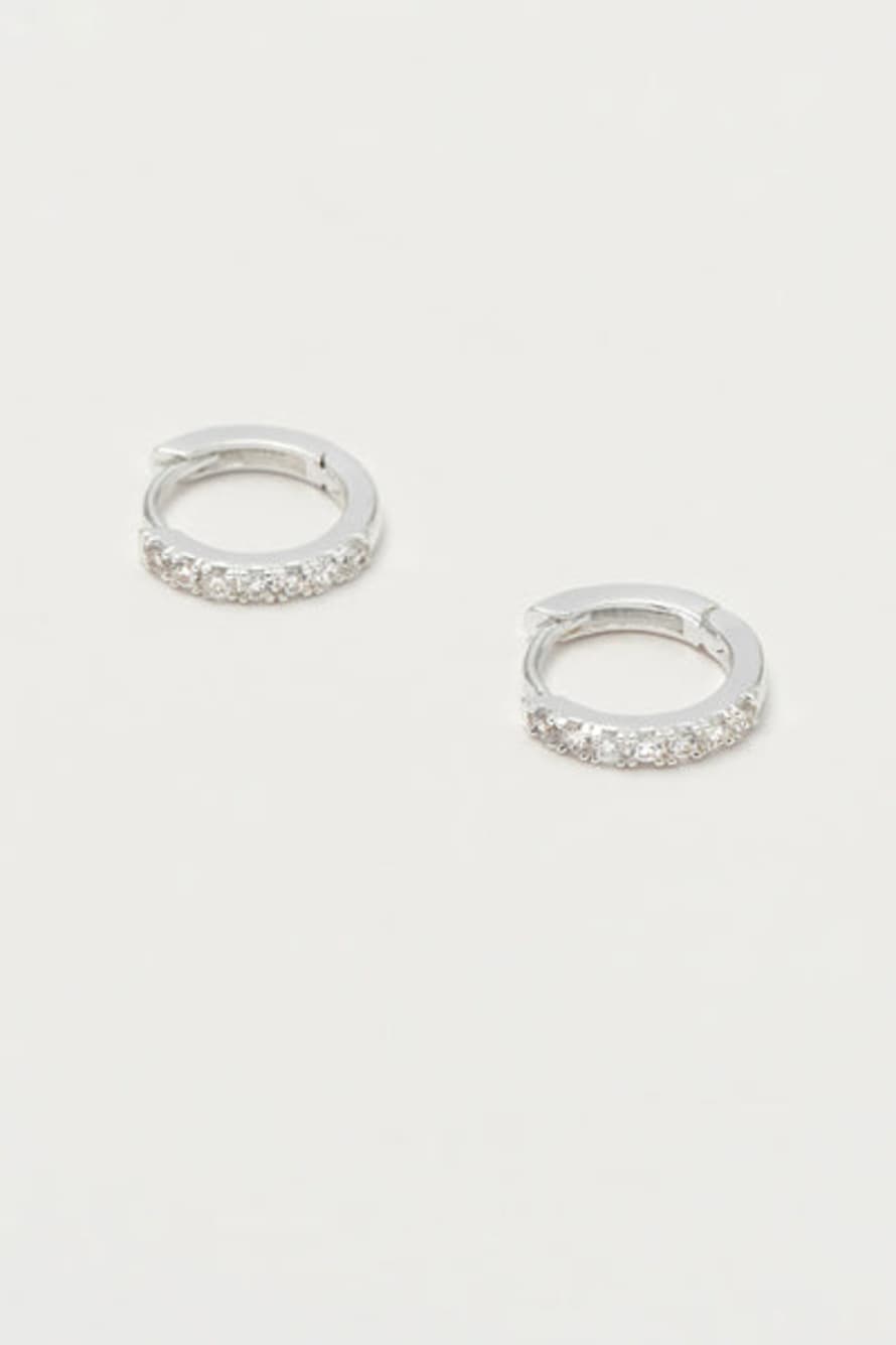 Estella Bartlett  Hoop Earrings with White CZ - Silver