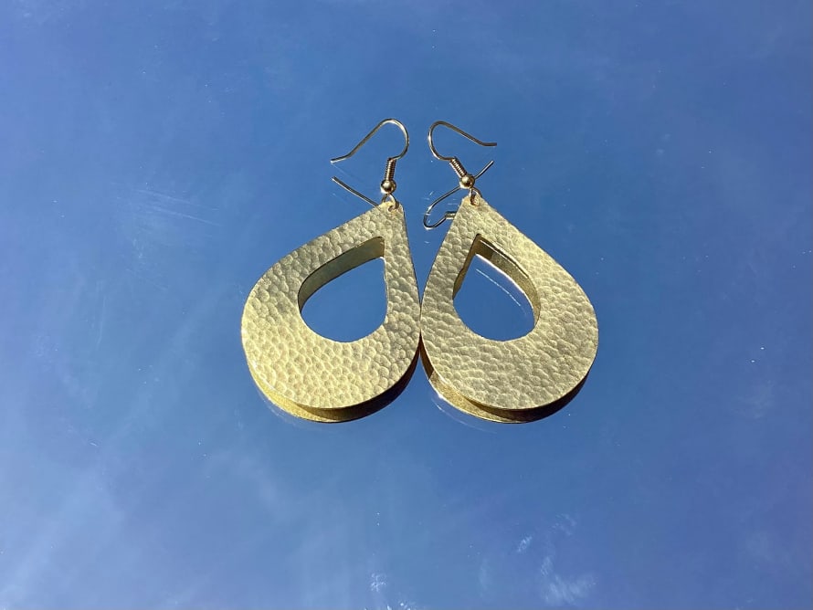 Bombolulu Bombolulu Large Cut Out Teardrop Earrings- Brass Plated