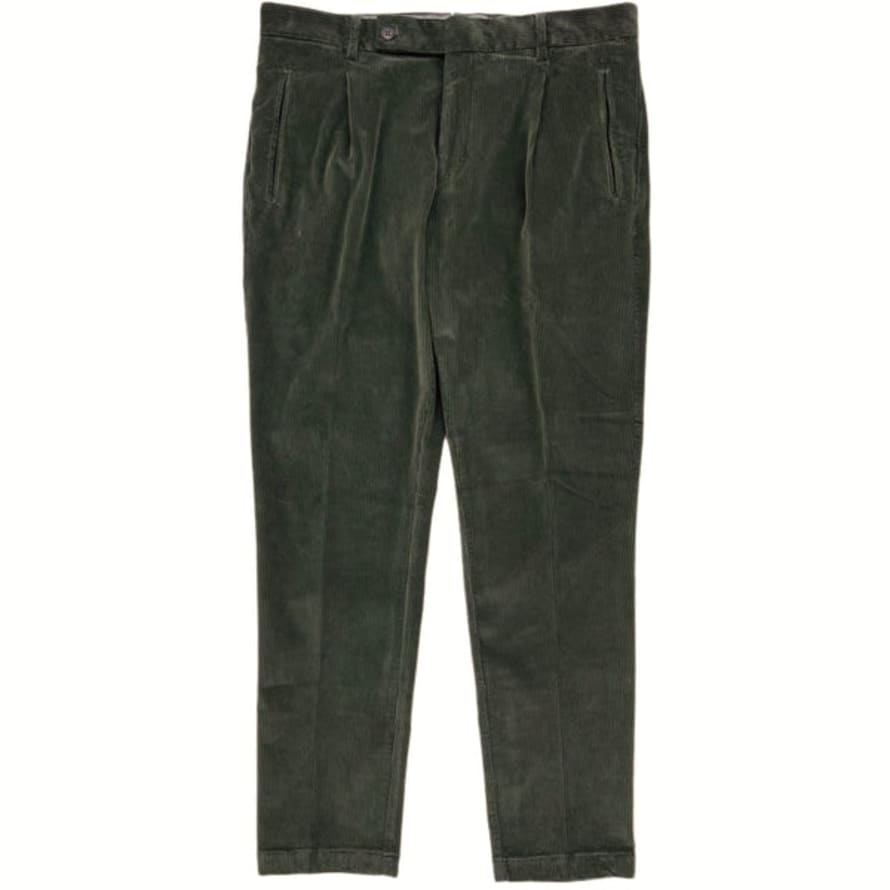Fresh Corduroy Pleated Chino Pants In Army Green