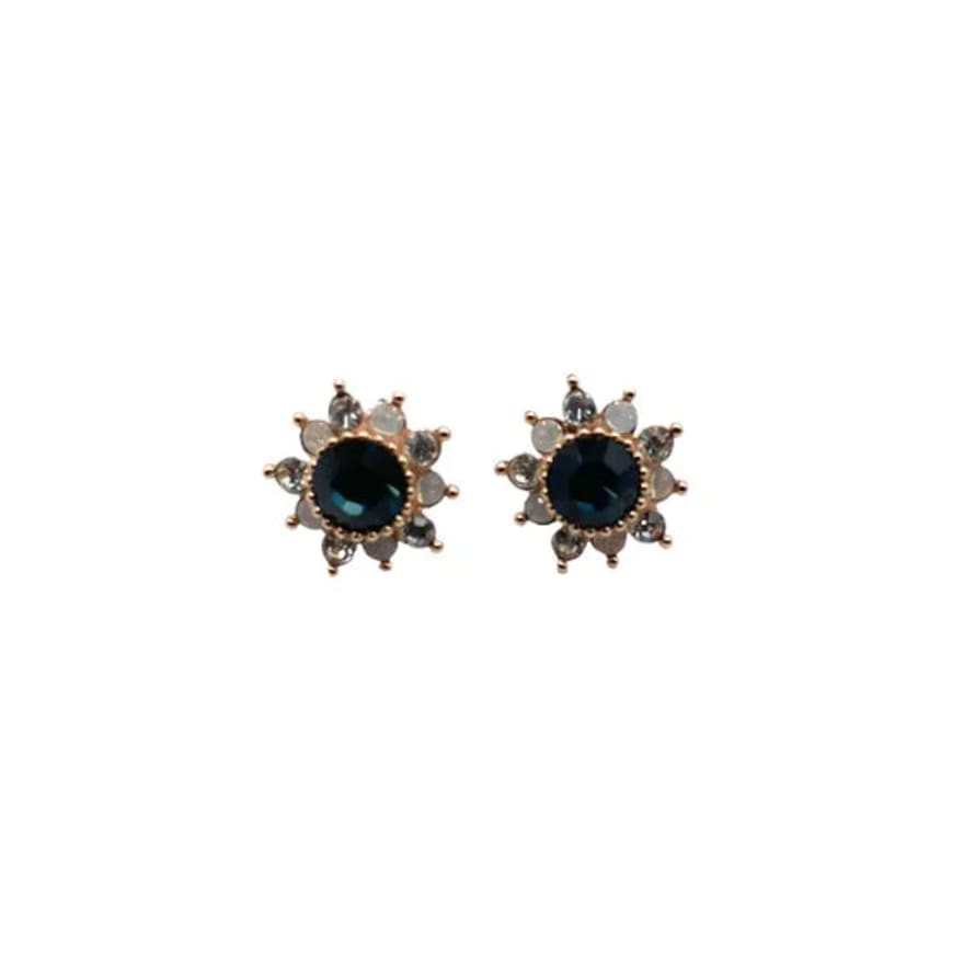 SIXTON LONDON Sapphire Flower Sparkle Earrings
