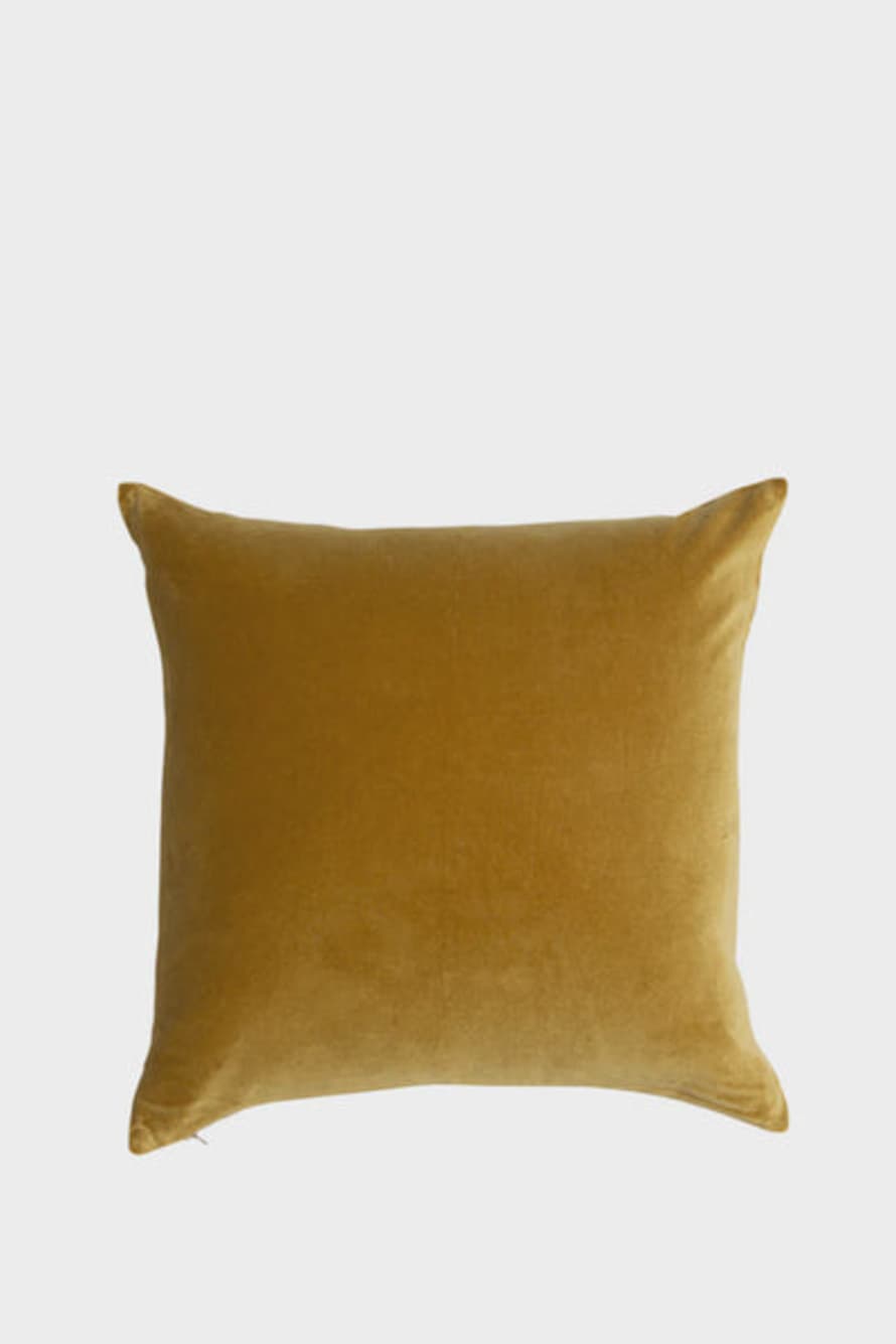 Niki Jones - Velvet Linen Square Cushion Golden Lichen