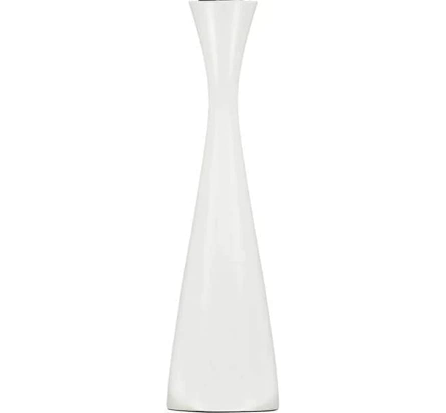 British Colour Standard Tall Pearl White Wooden Candle Holder
