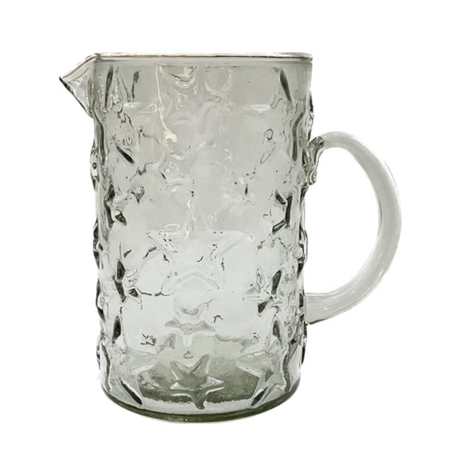 My Gifts Trade Cosy Home Star Embossed Glass Large Jug 18cm