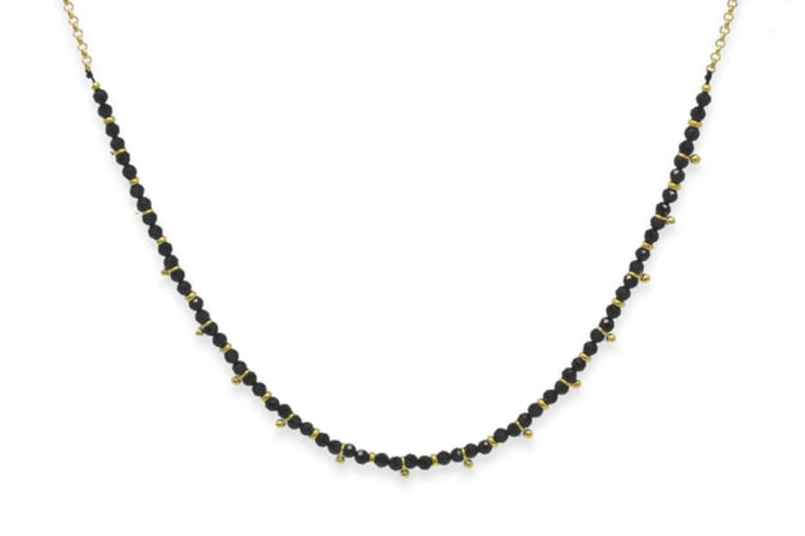 Boho Betty Salus Black Spinel Gold Gemstone Necklace
