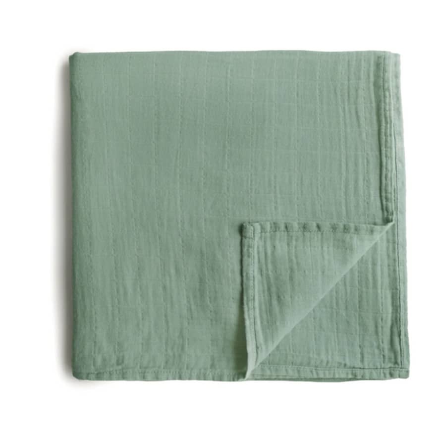 Mushie Muslin Swaddle Blanket - Roman Green