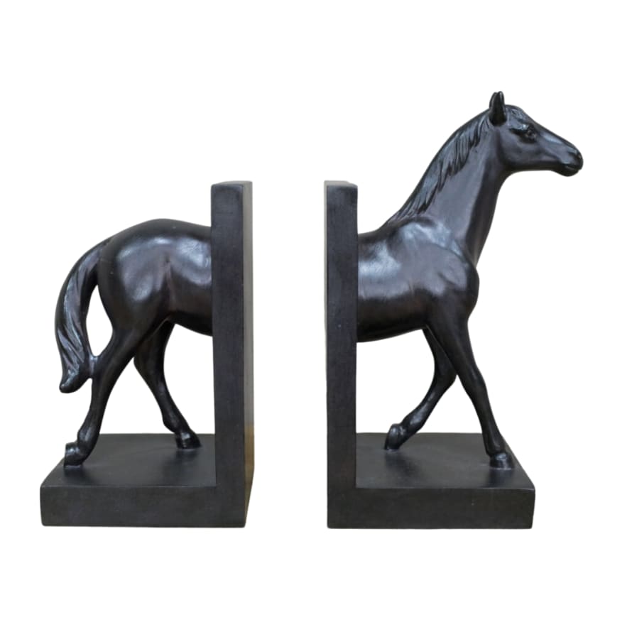 &Quirky Black Horse Bookends